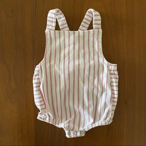 Pehr pink stripe criss cross overall 3-6 months